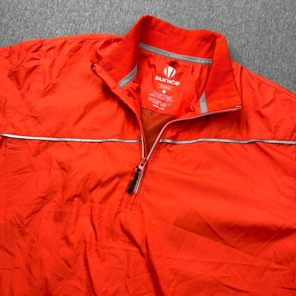 Sunice 1/4 Zip Short Sleeve Rain Gear Golf Top Windbreaker Mens Large Orange